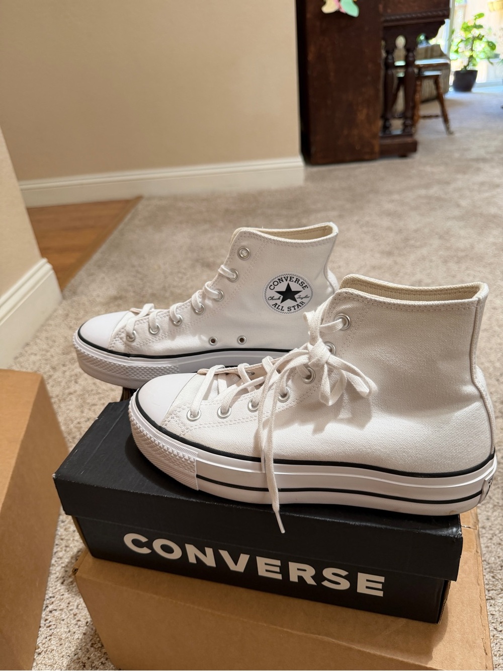 Converse White High Top Canvas Sneakers